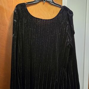 Ashley Stewart Glittering Black Long Sleeve Dress